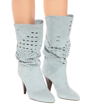 Shop Isabel Marant Lurrey Suede Boots In Blue