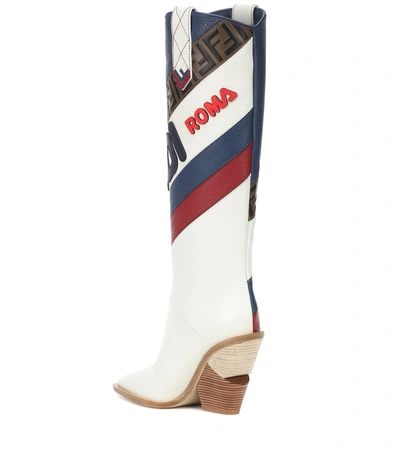 Shop Fendi Mania Leather Cowboy Boots In Multicoloured