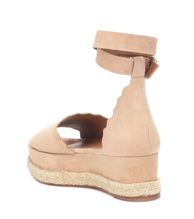 Shop Chloé Lauren Suede Platform Sandals In Pink