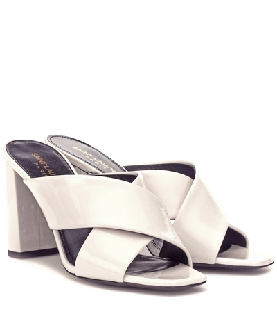 Shop Saint Laurent Loulou 100 Patent Leather Sandals In White