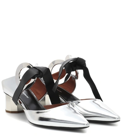 Shop Proenza Schouler Metallic Leather Mules In Silver