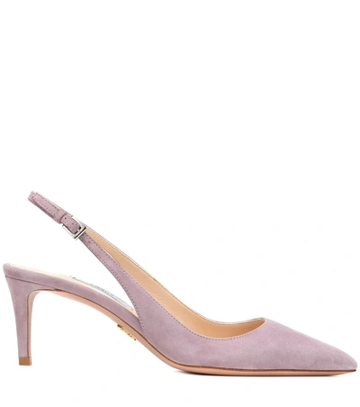 Shop Prada Suede Slingback Pumps In Purple