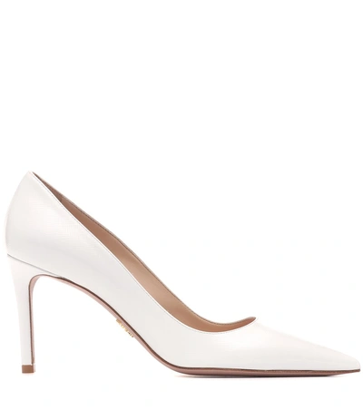 Shop Prada Patent Leather Pumps In White