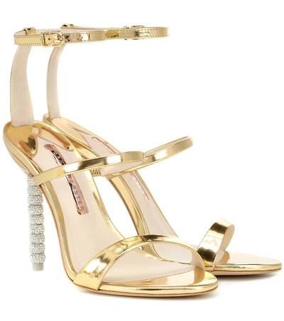Shop Sophia Webster Rosalind Crystal-embellished Leather Sandals In Gold