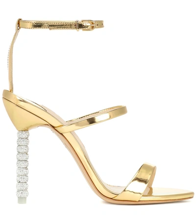 Shop Sophia Webster Rosalind Crystal-embellished Leather Sandals In Gold