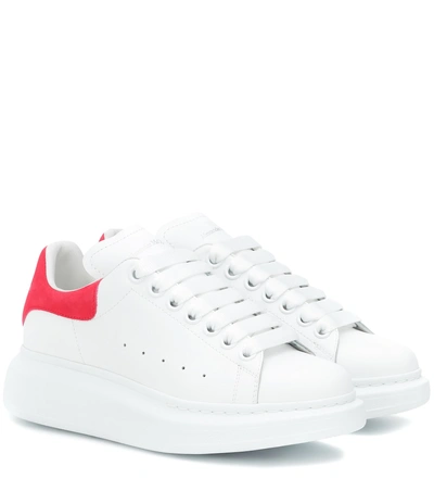 Shop Alexander Mcqueen Leather Sneakers In White