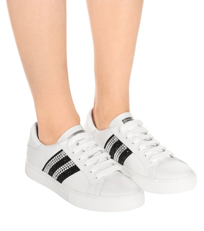 Shop Marc Jacobs Embellished Leather Sneakers In White