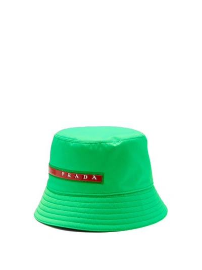Prada Linea Rossa-logo Bucket Hat In Green | ModeSens