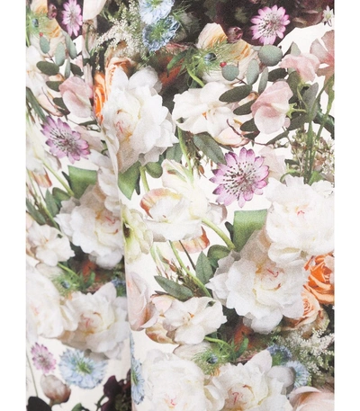 Shop Adam Lippes White Multicolor Floral Print Wide Leg Trousers
