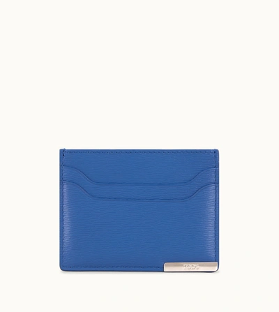 Shop Tod's Leather Cardholder In Blue