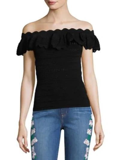 Shop Alice And Olivia Janella Off-the-shoulder Top In Black