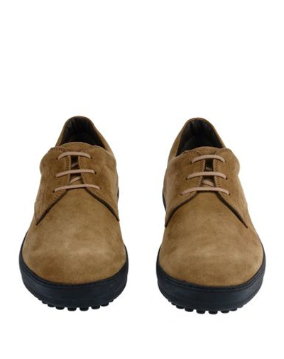 Shop Tod's Laced Shoes In Camel