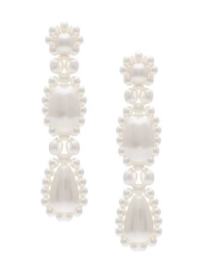 Shop Simone Rocha Long Pearl Earrings - White