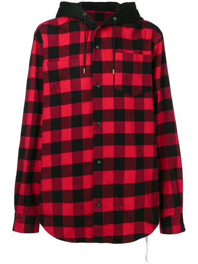 Shop Mastermind Japan Hooded Check Shirt - Red