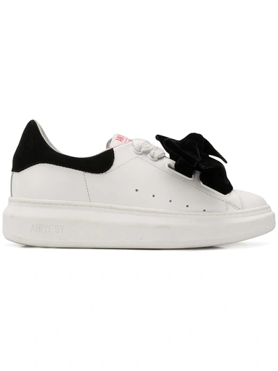 Shop Aniye By Bow Detail Sneakers - White