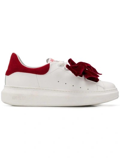 Shop Aniye By Bow Detail Sneakers - White