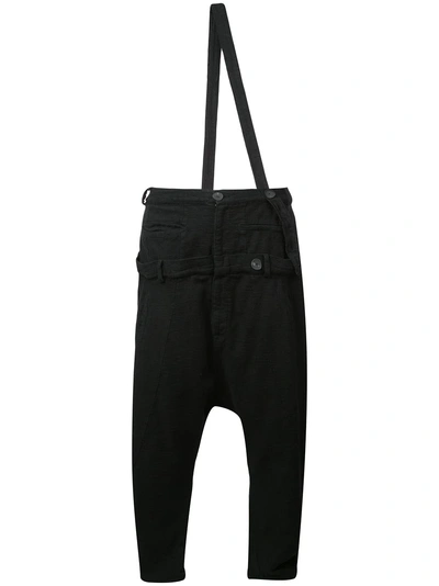 Shop Army Of Me Strap Detail Drop Crotch Trousers - Black