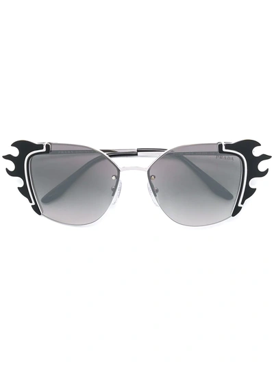 Shop Prada Eyewear Fire Flames Cat Eye Sunglasses - Black