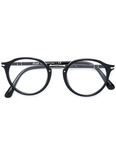 Shop Persol Round Frame Glasses In Black