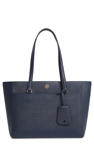 Shop Tory Burch Small Robinson Leather Tote - Blue In Royal Navy