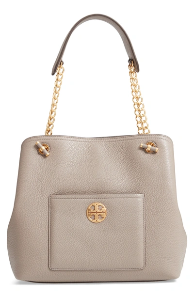 Shop Tory Burch Small Chelsea Leather Tote - Grey In Gray Heron
