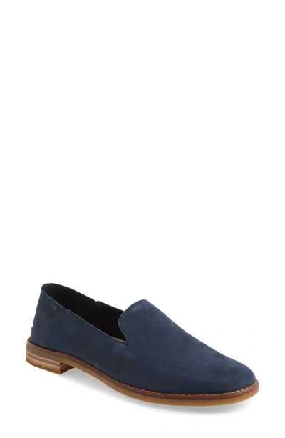Shop Sperry Seaport Levy Flat In Navy Leather