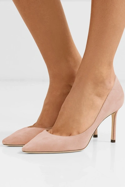 Shop Jimmy Choo Romy 85 Suede Pumps In Neutral