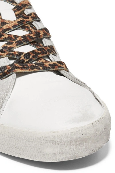Shop Golden Goose Superstar Leopard-print Calf Hair And Distressed Leather Sneakers In White