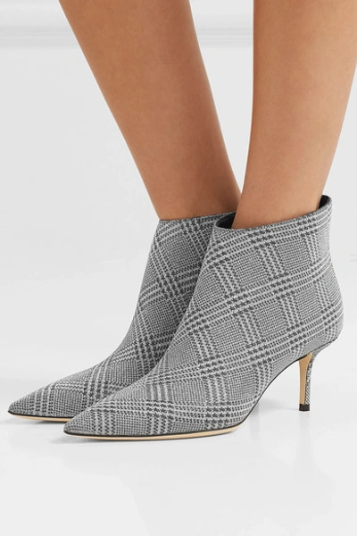 Shop Jimmy Choo Marinda 65 Glittered Prince Of Wales Checked Leather Ankle Boots