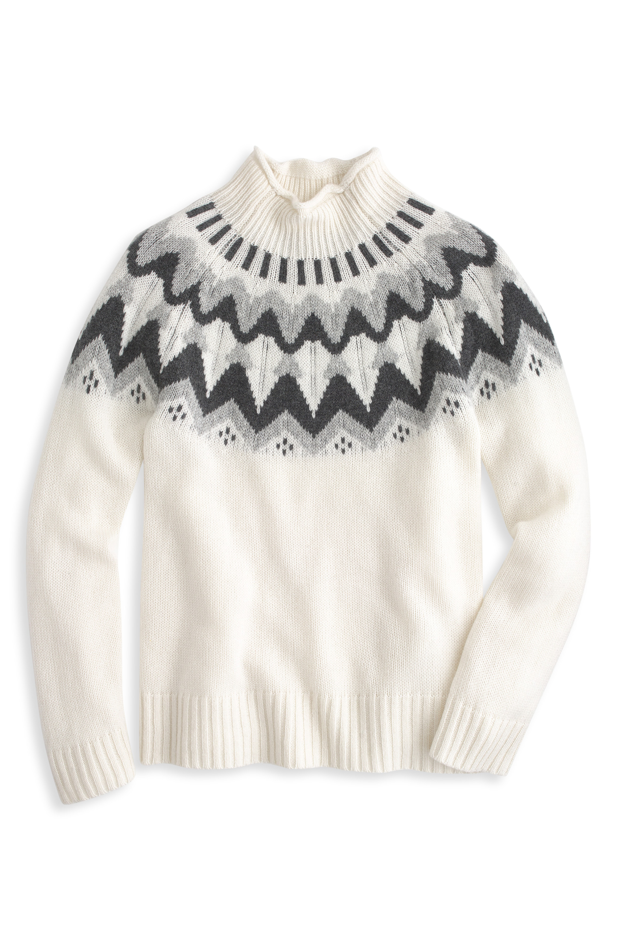 J.crew Mock Neck Fair Isle Cashmere Sweater In Natural Dusk ModeSens
