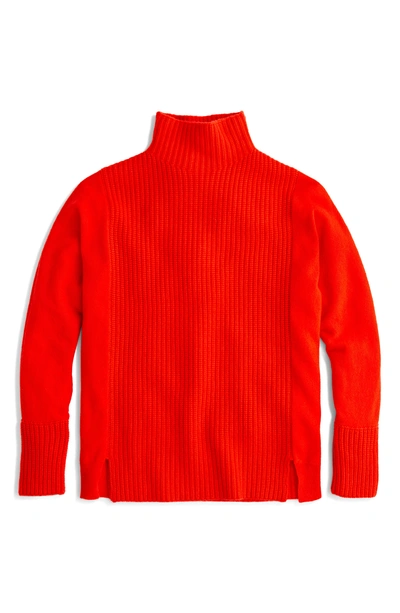 Shop Jcrew Mock Neck Cashmere Sweater In Bright Cerise