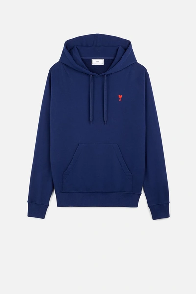 Shop Ami Alexandre Mattiussi Ami De Coeur Hoodie In Blue