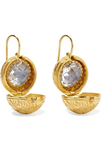 Shop Larkspur & Hawk Olivia Button Small Gold-dipped Quartz Earrings