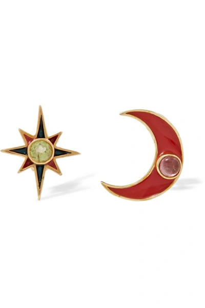 Shop Percossi Papi Gold-plated And Enamel Multi-stone Earrings