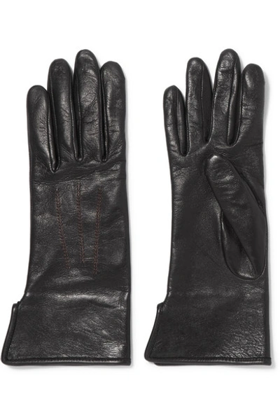 Shop Agnelle Leather Gloves In Black