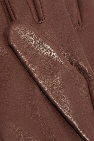 Shop Agnelle Grace Leather Gloves In Brown