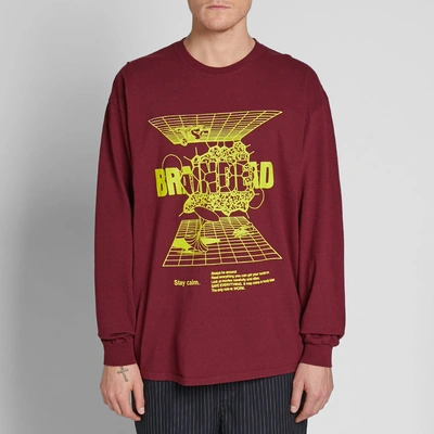 Shop Brain Dead Long Sleeve Orbit Tee In Burgundy