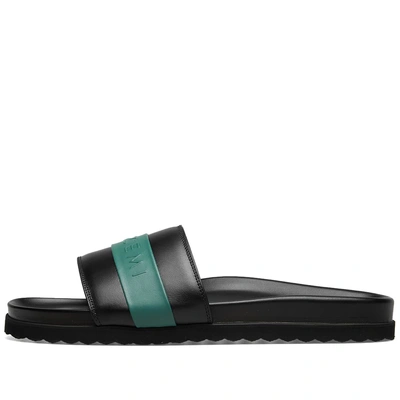 Shop Buscemi Leather Logo Slide In Black