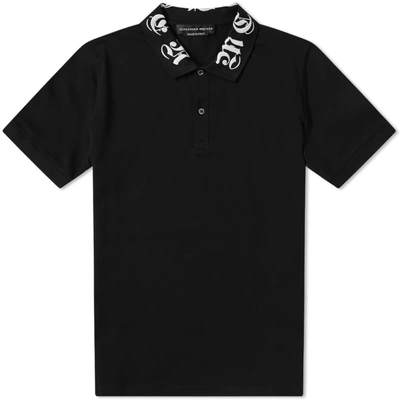 Shop Alexander Mcqueen Gothic Collar Logo Polo In Black