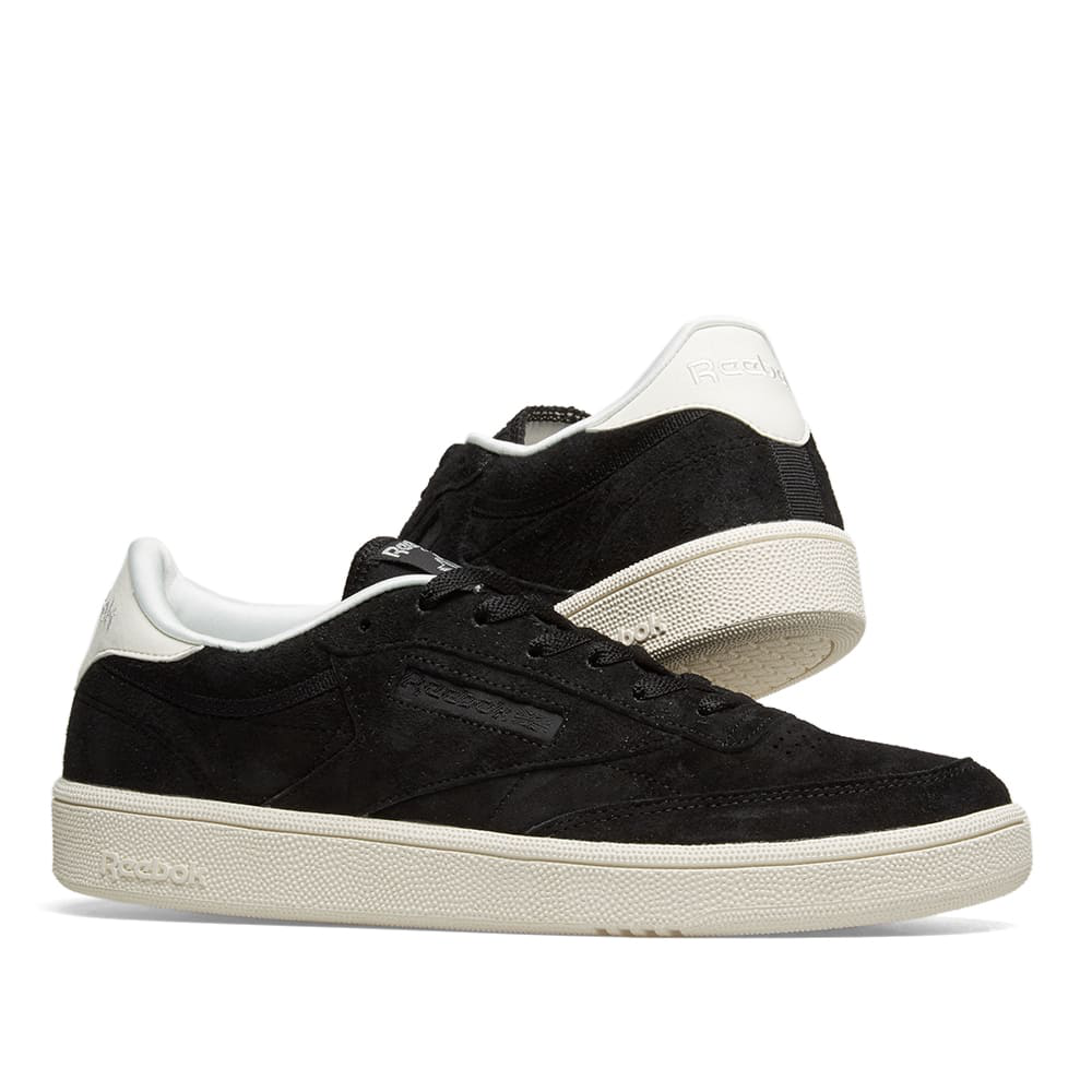 reebok club c black suede