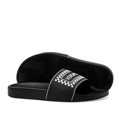 Shop Versace Logo Pool Slide In Black