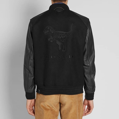 Shop Coach Rexy Varsity Jacket In Black