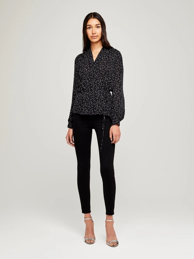 Shop L Agence Cara Wrap Blouse In Black/ivory