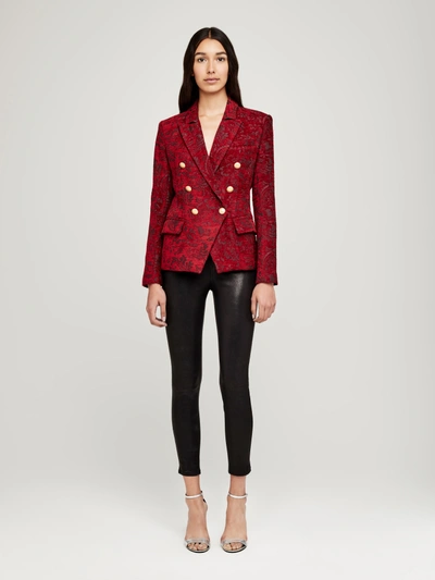 Shop L Agence Kenzie Blazer In Lacquer Red/malbec Combo