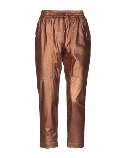 Shop Brunello Cucinelli Cropped Pants & Culottes In Copper