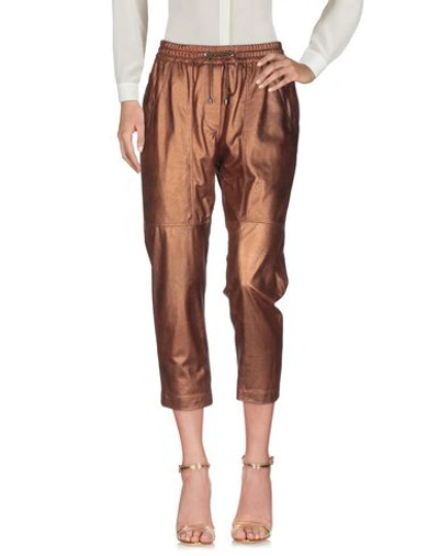 Shop Brunello Cucinelli Cropped Pants & Culottes In Copper