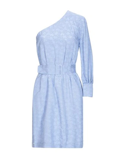 Shop Aglini Short Dresses In Pastel Blue