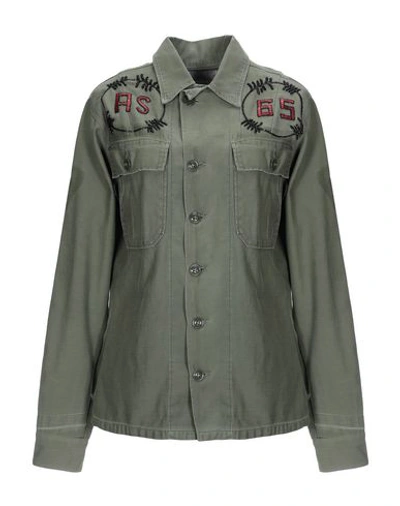 Shop As65 Solid Color Shirts & Blouses In Military Green
