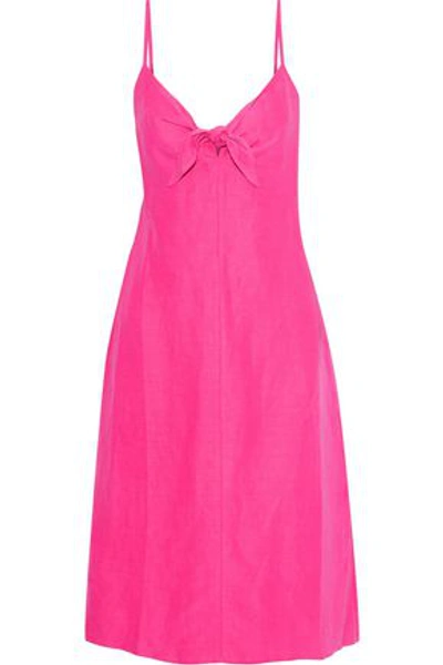 Shop Simon Miller Woman Oriska Knotted Silk And Linen-blend Slip Dress Fuchsia