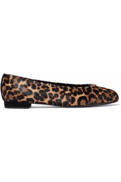Shop Stuart Weitzman Woman Leopard-print Calf Hair Ballet Flats Animal Print